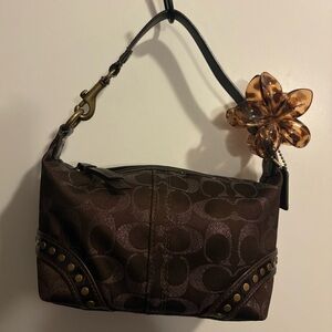 vintage coach brown studded mini bag